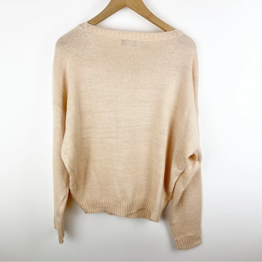 Beachy x Goldfish Embroidered Tropical Vibes Ribbed Knit Sweater Size Medium